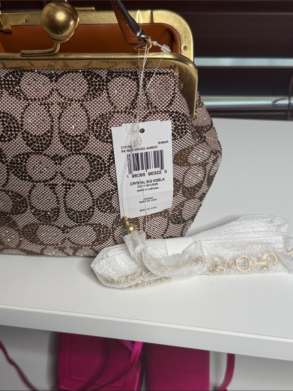 COACH Crystal Kisslock Top-Handle Bag -
B4/Burnished Amber - BNWT - Picture 9 of 11